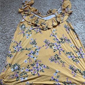 Torrid Yellow Floral Ruffle Blouse